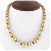 Image 1 : Vintage 18k Rose White Yellow Gold Graduated Round Ball Bead 6.0-14.3mm Necklace