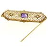 Image 4 : Antique Art Deco 14k Two Tone Gold Amethyst & Old Diamond Etched Filigree Brooch