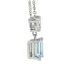 Image 4 : New 14k Gold 1.86 ctw Square Step Aquamarine & Diamonds Pendant & Adjustable Cha