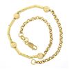 Image 2 : NEW 14k Gold 7.75" Etched Cylinder & Bead Slide Charm Rolo Link Chain Bracelet