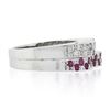 Image 5 : NEW 14K Gold 0.85 ctw Pave Pink Sapphire & Diamond Dual Stack Look Wavy Band Rin