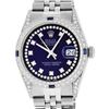 Rolex Mens Stainless Steel Blue String Diamond Lugs And Sapphire Datejust Wristw