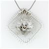 Image 5 : Vintage Handmade 18k White Gold 0.94 ctw Large Open Wire Cushion Pendant Necklac