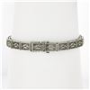 Image 2 : Antique Art Deco 14k White Gold 0.40 ctw Bezel Diamond Belly Filigree Bracelet