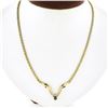 Image 1 : 14k Yellow Gold 0.55 ctw Pear Sapphire & Diamond 17" Chevron "V" Chain Necklace