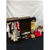 Image 1 : Doll Wardrobe Case With Assorted Vintage Dolls