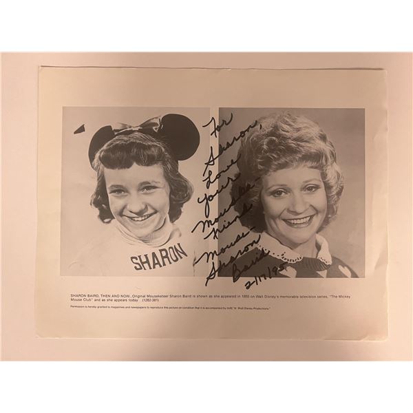 Mousketeer Sharon Baird signed photo
