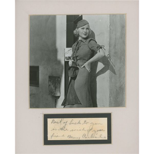Mary Carlisle signed note