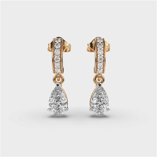 Gold & White Diamond 5.00 Cts Drop Earrings