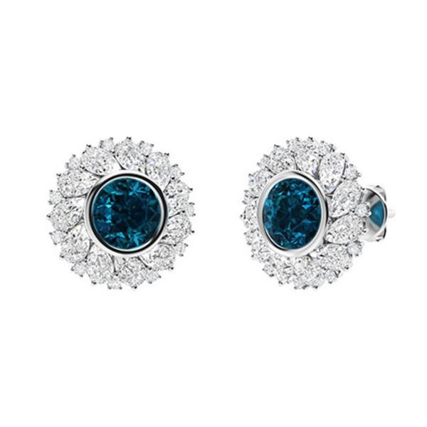 Gold Natural  London Topaz Diamonds EarStuds