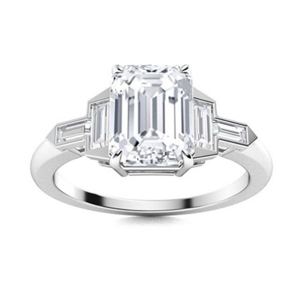 Gold & Lab Octagon Diamond 3.50 Cts Ring - E/VVS