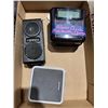 Image 1 : Assorted electronics speakers and alarm clock