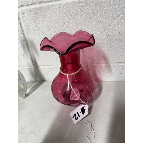 Fenton cranberry vase