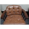 Image 2 : Wooden Armchair w/ Upholstered Seat & Back on Wheels 28" x 17" x 29"H