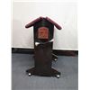 Image 2 : Wooden Saddle Stand on Wheels w/ Carved Leather Accent 30" x 20" x 39"H