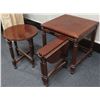 Image 2 : Qty 2 Folding Round Wooden Pull-Out Tables 16" Dia & Square Side Table 19" x 19" x 20"