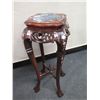 Image 2 : Carved Side Table/Stand w/ Stone Top & Cabriole Legs 11" Dia, 32"H