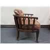 Image 2 : Wooden Armchair w/ Upholstered Seat & Back on Wheels 28" x 18" x 29"H