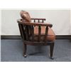 Image 2 : Wooden Armchair w/ Upholstered Seat & Back on Wheels 28" x 18" x 29"H