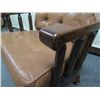 Image 8 : Wooden Armchair w/ Upholstered Seat & Back on Wheels 28" x 18" x 29"H