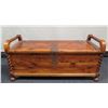 Image 1 : Wooden Chest/Bench w/ Carved Handles & Under Storage 44" x 19" x 17"H (right handle needs repair)