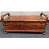 Image 8 : Wooden Chest/Bench w/ Carved Handles & Under Storage 44" x 19" x 17"H (right handle needs repair)