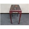 Image 8 : Carved Wooden Side Table w/ Floral Top on Wheels 19" x 13" x 28"H