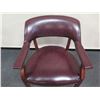 Image 2 : Wooden Club Chair w/ Upholstered Back, Arms, Seat & Stud Accents 25" x 21" x 31"H