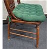 Image 8 : Carved Wooden Spindle Back Chair w/ Woven Seat & Green Cushion 17" x 14" x 39"H