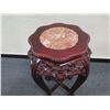 Image 2 : Carved Side Table/Stand w/ Stone Top & Cabriole Legs 12" Dia, 24"H