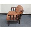 Image 8 : Wooden Armchair w/ Upholstered Seat & Back on Wheels 24" x 17" x 29"H