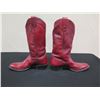 Image 2 : Pair Larry Mahon Red Cowboy Boots w/ Decorative Stitching Size 8D? 11"L