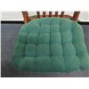 Image 8 : Carved Wooden Spindle Back Chair w/ Woven Seat & Green Cushion 17" x 14" x 38"H