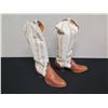 Image 2 : Pair J. Chisholm White Cowboy Boots w/ Decorative Stitching  Size 9M