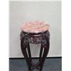 Image 2 : Carved Side Table/Stand w/ Stone Top & Cabriole Legs 11" Dia, 35"H