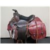 Image 2 : Western Tooled Leather Riding Saddle w/ Saddlebags Has  AKK Name Plate  27"L x 20" W