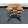 Image 8 : Vintage Camel Saddle Stool w/ Tooled Leather 20" x 12" x 17"