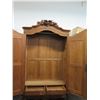Image 2 : Carved Wooden Armoire w/ Mirrored Doors & Removable Shelving 49"x16"x 92"H (Pick Up June 28)