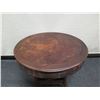 Image 2 : Carved Round Wooden Table w/ Undershelf & Removable Top 32" Dia, 23"H