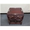 Image 2 : Carved Wooden Side Table w/ MOP Inlays, 2-Door Cabinet & Drawer 22" x 22" x 22"