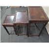 Image 8 : Qty 3 Carved Wooden Nesting Tables 19" x 16" x 27"H (tallest)