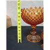 Image 24 : Qty 8 Amber Cut-Glass Goblets w/ Matching Stemmed Bowl & Bottle w/ Stopper
