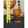 Image 26 : Qty 8 Amber Cut-Glass Goblets w/ Matching Stemmed Bowl & Bottle w/ Stopper