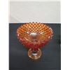 Image 8 : Qty 8 Amber Cut-Glass Goblets w/ Matching Stemmed Bowl & Bottle w/ Stopper