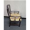 Image 19 : Qty 6 Wooden Chairs: 4 @ 18"x16"x37" & 2 @ 21"x19"x 38"H w/ Asian Theme Upholstered Seat Cushions