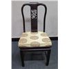 Image 2 : Qty 6 Wooden Chairs: 4 @ 18"x16"x37" & 2 @ 21"x19"x 38"H w/ Asian Theme Upholstered Seat Cushions