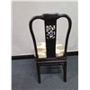Image 9 : Qty 6 Wooden Chairs: 4 @ 18"x16"x37" & 2 @ 21"x19"x 38"H w/ Asian Theme Upholstered Seat Cushions