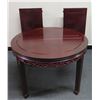 Image 1 : Carved Round Wooden Table w/ 2 Leaf Inserts 44"Dia, 30"H (79" w/ leaves)