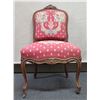 Image 1 : Carved Wooden Chair w/ Pink Floral Upholstered Seat & Back on Wheels 21" x 17" x 37"H