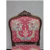 Image 3 : Carved Wooden Chair w/ Pink Floral Upholstered Seat & Back on Wheels 21" x 17" x 37"H